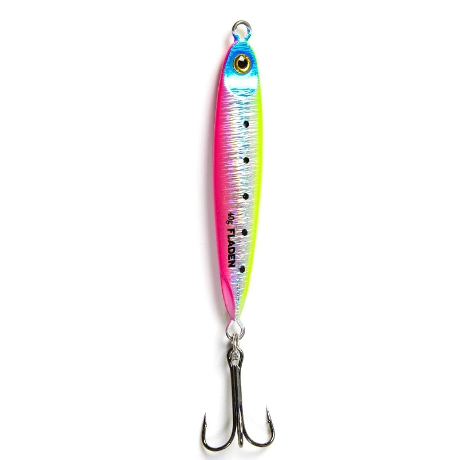 FLADEN Fishing - FAT SHINER PIRK 30g 40g 50g Range Multi Purpose Distance Casting Lure with Treble Hook (4 Colour Options) - Ideal for Mackerel Garfish Bass & Gurnards (Pink Gold Stripe, 40g)