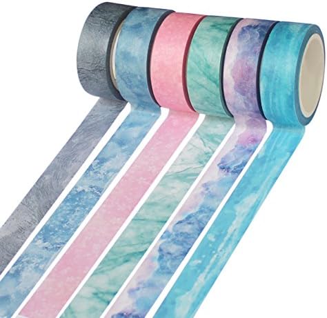 Washi Tape, Ruihengfa 6 Rolls Decorative Japanese Masking Tape Self Adhesive Tape Sticky Paper Tape Collection for Journals, Scrapbooks, Daily Planners, Phone DIY, Gift Wrapping Office Party Supplies