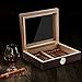 Cigar Humidor Handmade Wood Cigar Box Desktop Humidor with Hygrometer and Humidifier,Cedar Divider Royale Glasstop Holds 20-25 Cigars