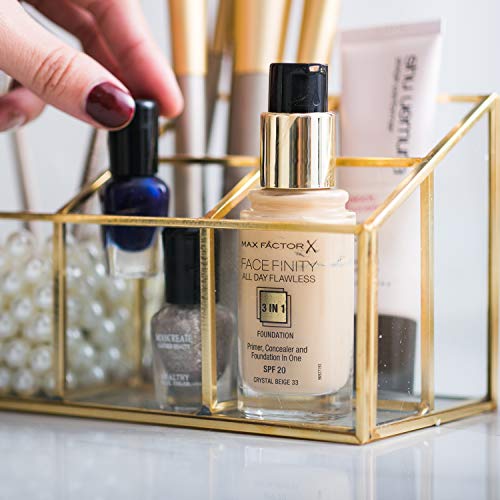 Golden Vintage Glass Box Clear Glass & Brass Metal Storage Jewelry and