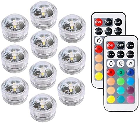 Aquarium Light Andthere 10 PCS Waterproof Submersible Light Pond Pool Fish Tank Light Remote Control Underwater Light Lamp Candle Light Light for Vase Bathtub Garden Wedding Birthday Party Decoration