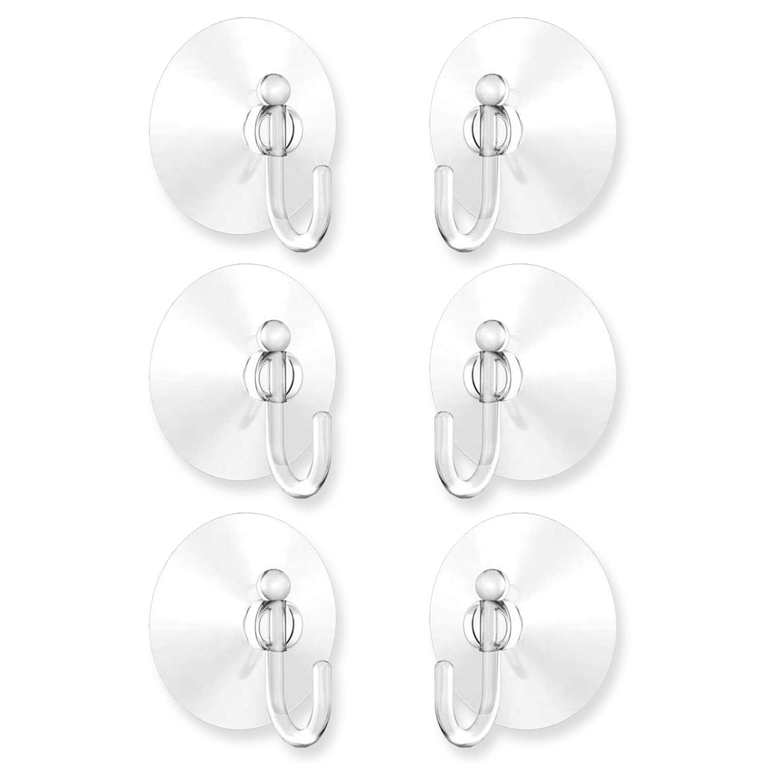 AKH® Large Suction Hooks | Pack of 6 | 60 mm (2.4") Rubber Sucker Pads with Plastic Hook | Strong Heavy Duty Hanging Hook for Hanging Decorations Signs Mirror Glass Kitchen Wall Festival Decoration