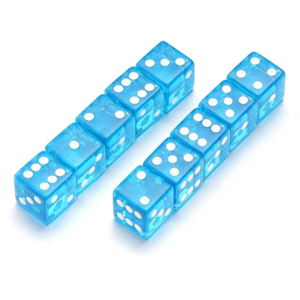 19mm 6-Sides Dice,10PCs/Set Polyhedral Acrylic Dice Set for Table Games