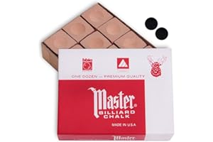 MASTER CHALK Master Billiard Pool Cue Chalk Premium Quality - 1 Dozen - Made in The USA + 2 pcs of Quality Billiard Pool Table Spots by Tweeten Fibre Co.