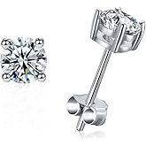 Moissanite Stud Earrings Lab Created Diamond 18K White Gold Plated 925 Sterling Silver Earrings Jewelry Gifts for Women Men, GRA Certificated