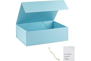 MUMUPACK Light Blue Gift Box,16x14x5.3 Large Gift Boxes With Lids For Presents Includes Ribbon And Diy Printable Sticker Paper,Bridesmaid Proposal Box,Magnetic Gift Box For Birthday,Wedding,Graduation