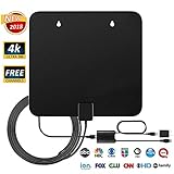 HD Antenna, Sotek TV Antenna for Digital TV Indoor 50-80 Miles Long Range with Detachable Amplifier and 10FT High Performance Coax Cable - Black