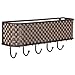 Home Basics Wall Mount Mail Letter Organizer Basket Shelf and 5 Key Hook/Holder in Brown Weave