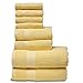 SEMAXE Yellow Bath Towel Set, 100% Cotton Absorbent Bathroom Towels with Hanging Loops, 8 Piece Towel Set Include 2 Bath Towels, 2 Hand Towels, 4 Washcloths