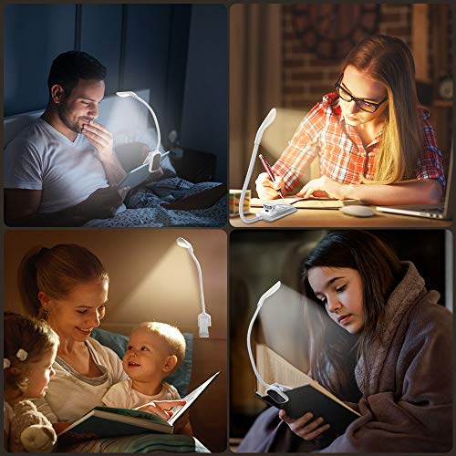 Reading Light, Bovon 360° Flexible Clip on Book Light, 7 LED 3-Level Brightness (Warm & Cool), USB Rechargeable, Touch Switch, Eye Care Mini Night Reading Lamp for Bed, Desk, E-Reader, etc - Thumbnail 6