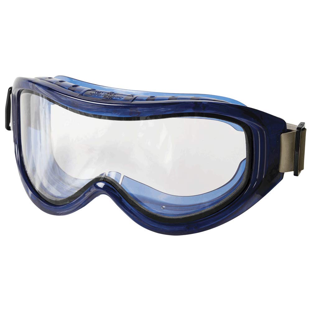 Sellstrom Safety Goggles – Odyssey II Chemical Splash Eye Protection, S80201, Anti Fog, Scratch Resistant, Latex Free Protective Eye Shield with Dual Panel Clear Lens, Blue Frame,One Size