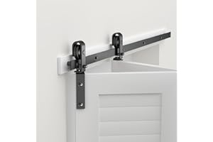 BONIKLUBA 30" Bi-Folding Sliding Barn Door Hardware Track Kit,Smoothly&Quietly,Side Mounted Black Roller,Easy Install,Door Not Included [Fit Double 13" Bifold Doors]