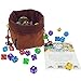 Third Die Dice Bag - Handcrafted, Reversible Drawstring Bag That Stands Open On The Table And Closes Tight - Soft Microfiber With Cool Celtic Knot Medallion - Rich Brown and Hide Brown