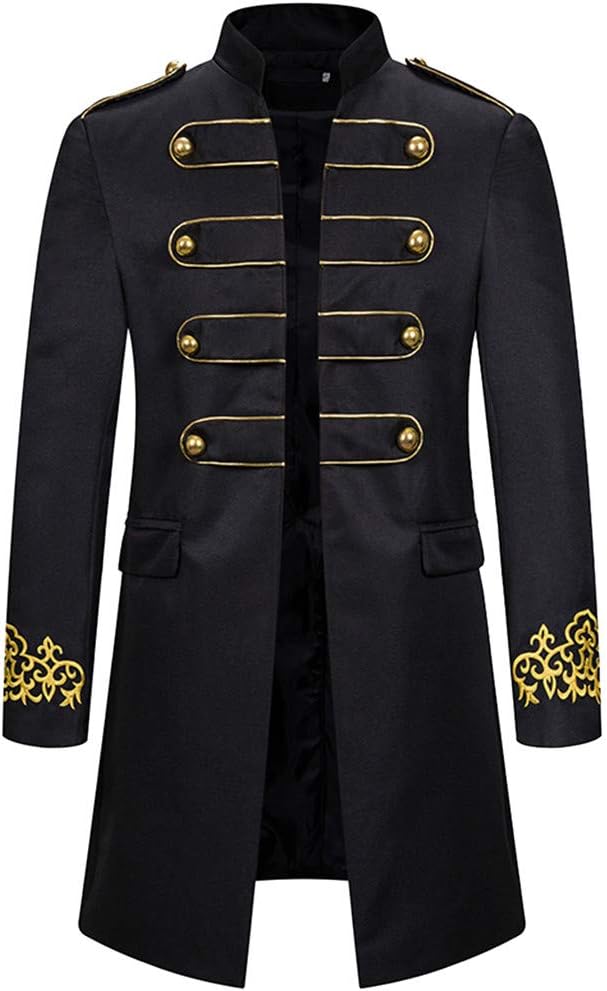 SUGEER Men Hussar Vintage Tailcoat Tailcoat Jacket Prom Tuxedo Gothic Frock Coat Slim Fit Design Velour Buttons Outwear