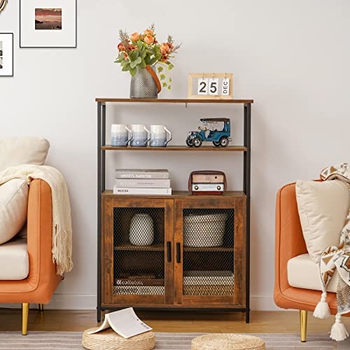 usikey Storage with 2 Doors, Rustic Kitchen Storage