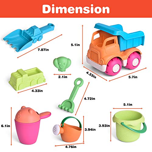 image for FunLittleToy Kids Beach Sand Toy Set, Beach Bucket, Car, Watering Can,