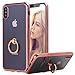 iPhone X Case, Thin Clear Luxury TPU Rose Gold Bumper Case Cover with Built-in Ring Grip Holder for Apple iPhone X - Rose Gold