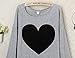 Gillberry Women Cotton Love Heart Printed Long Sleeved Round Neck T-Shirt (S, Gray)