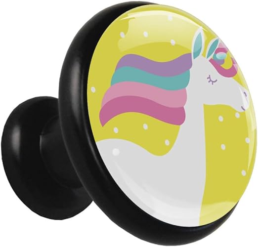 Yumansis Rainbow Unicornio Amarillo Perillas de gabinete de Cocina de