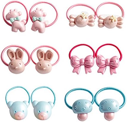 6 Pairs Little Girls Kids Animal Hair Rope Hair Band Accessories Mini Elastic Hair Tie-Style 1