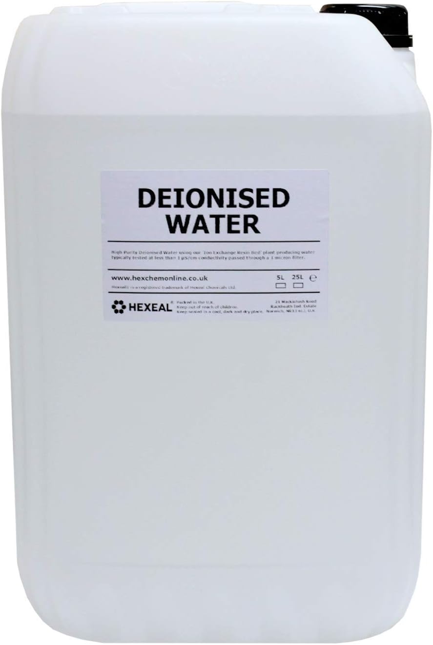 Hexeal Chemicals DE-IONISED Water 25 Litre (L) | (De Mineralised/Deionised/Not Distilled) Pure