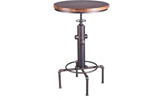 Topower Industrial Bar Table 31.5-41.3" Adjustable Pub Table Kitchen Dining Coffee Bistro Table (Bronze)