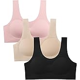 Suekaphin Girls Training Bra Padded Soft Cami Bras for Girls Vest Bralette with Removable Pads Pack of 3
