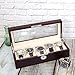 Watch Box 5 Watches Black Brown Finish Large Compartments Extra Clearance Glass Window