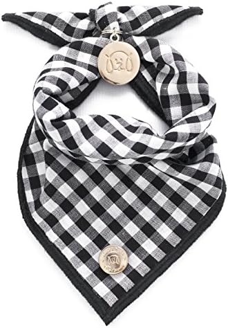 Designer Bandana Collection for Dogs by United Pups (B&amp;W BB Gingham, Medium)