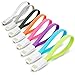 Costyle 6pcs/lot Colorful Magnet 0.7Ft Feet 8.5 Inch Portable Travel Flat Micro USB 2.0 Data Sync Charging Cable Cord For Samsung Galaxy Note 2, Galexy S4, Galaxy S3, Galaxy S2, Galaxy Nexus, HTC One X, One S, Sensation G14, ThunderBolt, Nokia N9 Lumia 920 900, Blackberry Z10, Sony Xperia Z; and More -Black White Hot Pink Blue Green Orange