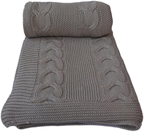 Aztocratic Xochitl Beige 100% Cotton Knitted Throw, Premium Knit Crochet Sweater Texture, Stylish Look Throw For Sofa/Bed or Couch, Throws with Soft and Cozy Feel, Ideal for All Year Round Use