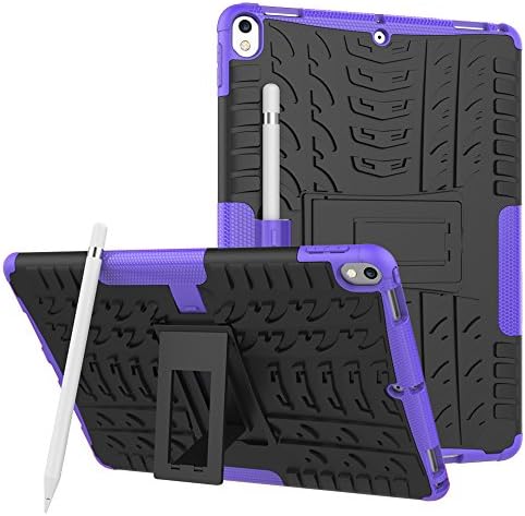 iPad 2017 iPad Pro 10.5 Case, TOODAY 2 In1 Ultra Premium Heavy Duty Hard Case Anti Slip Kids Friendly Shockproof Silicone Protective Cover for Apple iPad Pro 2017 10.5 inch (2017 Version) (Purple)