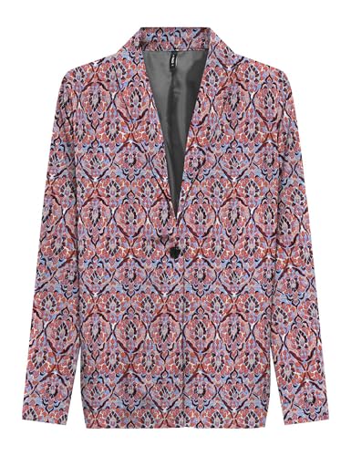 ONLY Damen Onlnova Life Elite L/S PIMO Blazer, Red Orange/AOP:591 Soul, 36