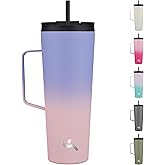Insulated Tumbler with Handle and Straw, 26 OZ Travel Coffee Mug Stainless Steel Cup Metal Water Bottle,Pastel Sunset