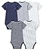 Moon and Back Baby Set of 5 Organic Short-Sleeve Bodysuits, Navy Sea, 3-6 Months