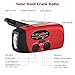 Emergency Radio NOAA Weather Radio Hand Crank AM/FM Portable Radio with Self Powered Solar and 3 LEDS Flashlight 1000mAh Power Bank Phone Charger (RED)