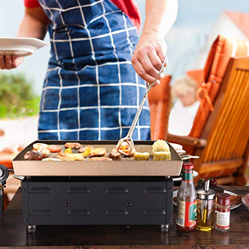 OT QOMOTOP 18inch Gas Griddle, Outdoor Flat Top Grill, 2 Burners