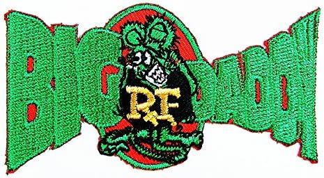 R.f. Rat Fink Big Daddy Hot Rod Logo Tab Patch Sew Iron on Embroidered Applique Sign Jackt T Shirt Ideal for Gift/ 8.8cm(w) X 4.5cm(h)