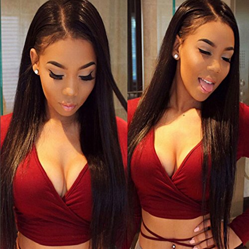 [150% Density ]Yiya 20" Silky Straight Middle Part Full Lace Front Wig Human Hair #1B Medium Cap Lace Front Wig Brazilian Virgin Human Hair Front Lace Wigs With Baby Hair