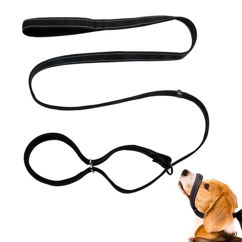 FIBOUND 1 Pcs Figure of 8 Dog Lead, Adjustable Dog Lead, Black, 180 cm, For Medium & Large Dogs