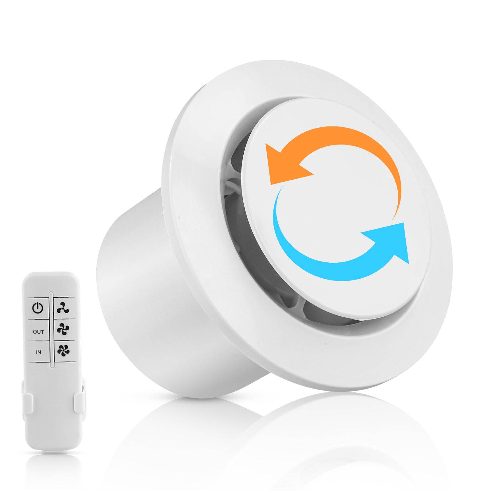 100mm Reversible Extractor Fan with Remote Control,Upgraded 2 Way Ventilation Fan with Remote,2W 130m³/h Powerful Silent Exhaust Fan with IPX2 and Memory Function, Bathroom Exhaust Fan for Window Wal