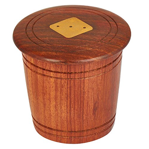 Fathers Day Gifts Handcrafted Wooden 5 Dice Box Holder Shaker Dice Roller Thrower Portable Dice Cup Five Dice Game Set Storage Case Decorative Brass Inlay Toys & Games Party Favor Gift Ideas