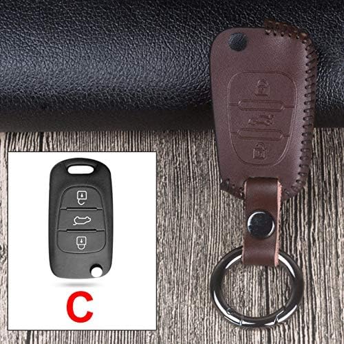SLIODK Car Key Cover Remote Key Case Cover For Kia Rio K2 Sportage 2018 2019 Cerato K3 Optima K5 Ceed Sorento Soul Forte Sportage R 2011-2015,C Brown