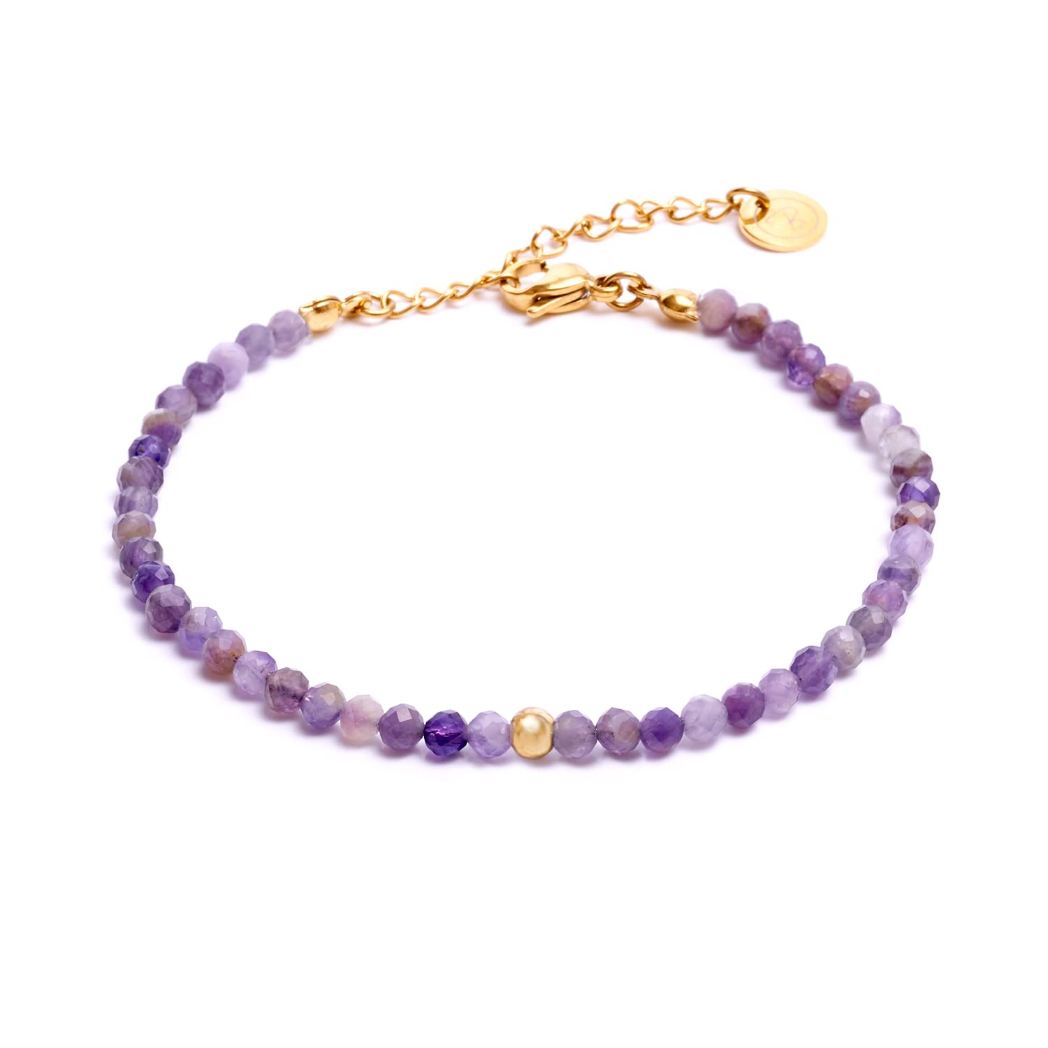 BERGERLIN Amethyst Armband lila - facettiertes, lila Armband - Gold - XS-S