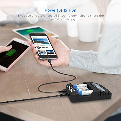 Dlyfull AA Battery Charger, LCD Display Smart Charger(Test, Refresh, Discharging) for 1.2V Ni-MH Ni-CD 4 AA & AAA Rechargeable Batteries(Not Included) with 1000mA Charge Current + USB Port - Thumbnail 4