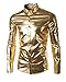 Seastar.F Mens Trend Nightclub Styles Metallic Silver Button Down Shirts(Order 2 Sizes Larger)