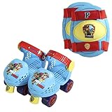 PlayWheels PAW Patrol Kids Roller Skates with Knee Pads - Junior Size 6-12