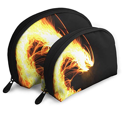 Pouch Zipper Toiletry Organizer Travel Makeup Clutch Bag Chinese Fire Dragon Black Portable Bags Clutch Pouch Storage Bags