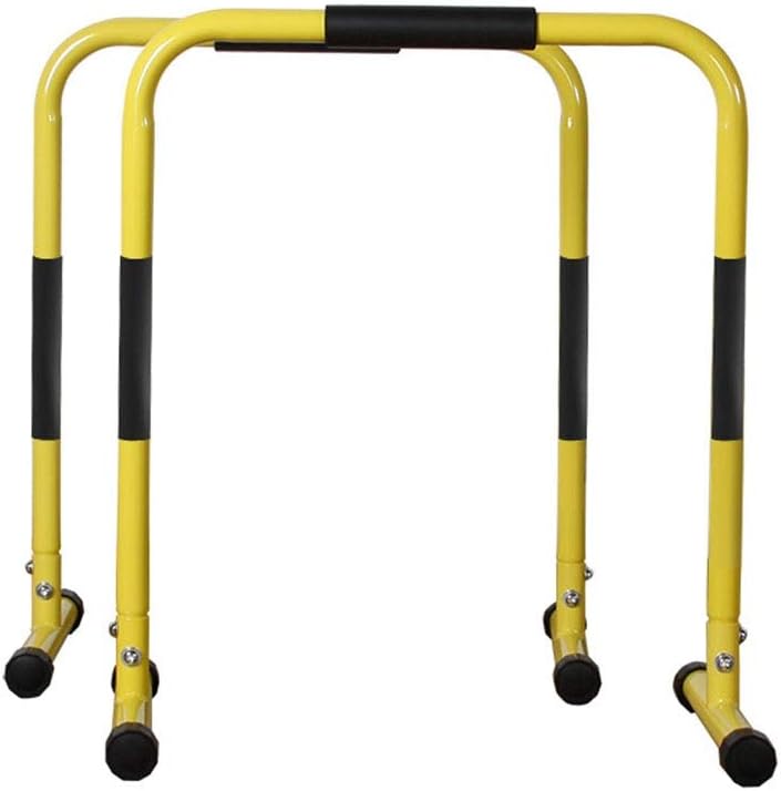 DERTHWER Parallel Bars, Workout Dip Station Pull Up Bar Fitness Dip Station Body Press Parallel Bar with Gym Strength Training Fitness Equip Yellow Suitable for Both Home and Commercial Use