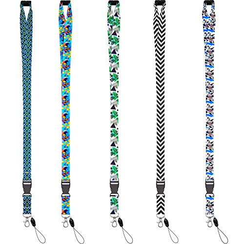 YOUOWO Lanyard for id Badge Holder Keys Women Cruise Lanyards for Ship Card Breakaway Safety Quick Release Office Neck Lanyards Wide 2cm 5 Pack